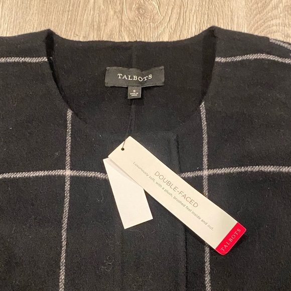Talbots NWT Windowpane Black Wool Double Faced Jacket - Picture 6 of 9